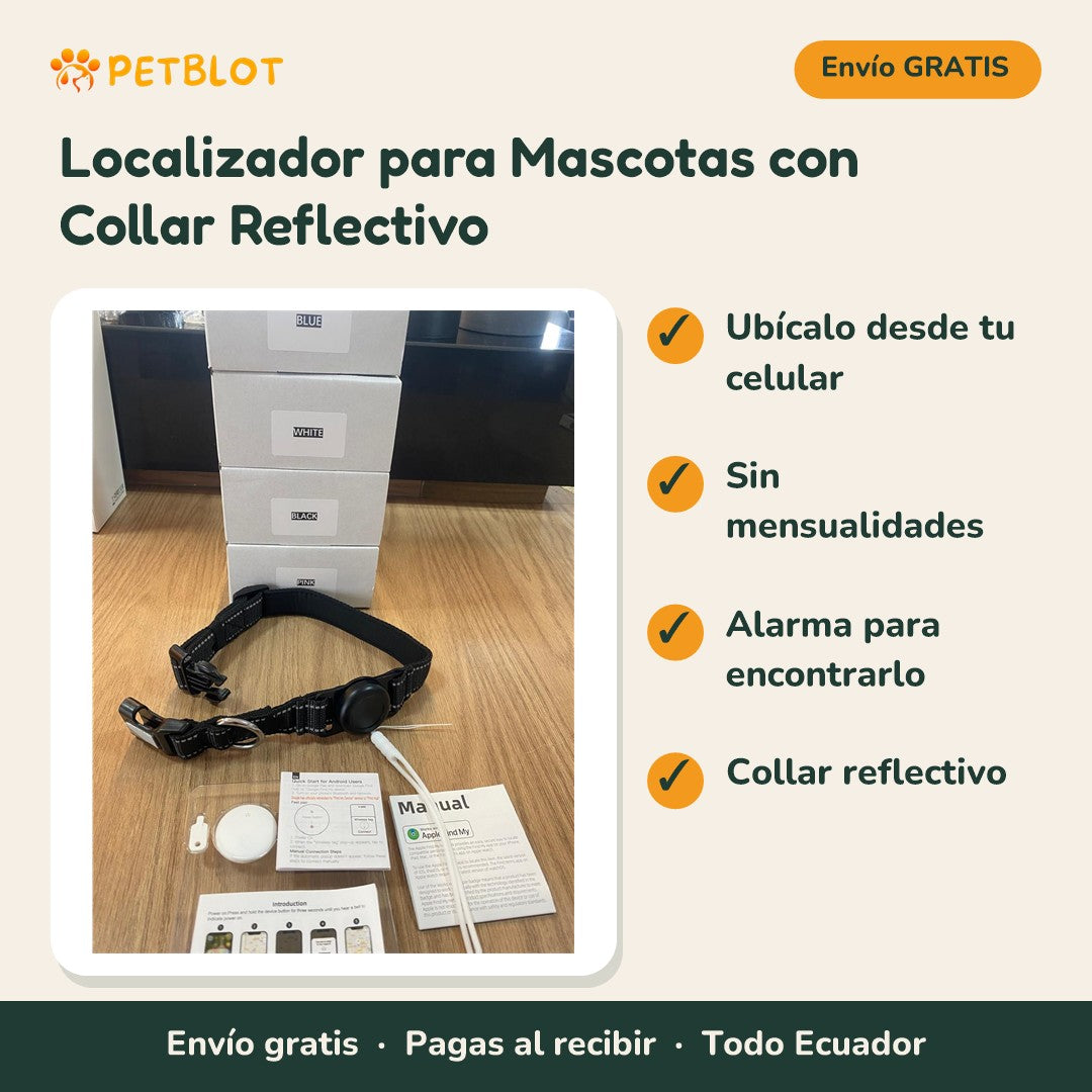 Localizador para Mascotas con Collar Reflectivo