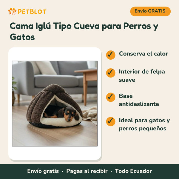 Cama Iglú Tipo Cueva para Perros y Gatos