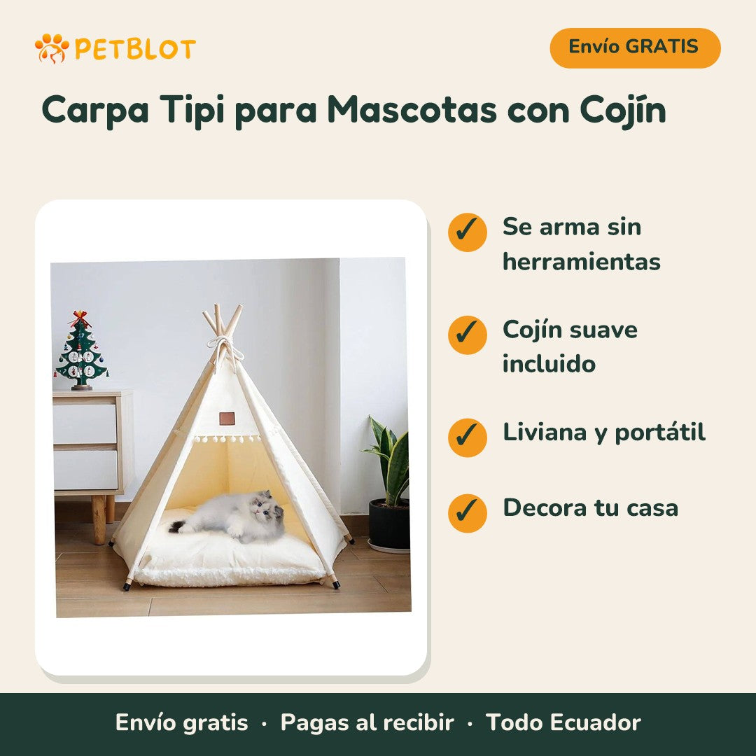 Carpa Tipi para Mascotas con Cojín