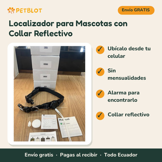 Localizador para Mascotas con Collar Reflectivo