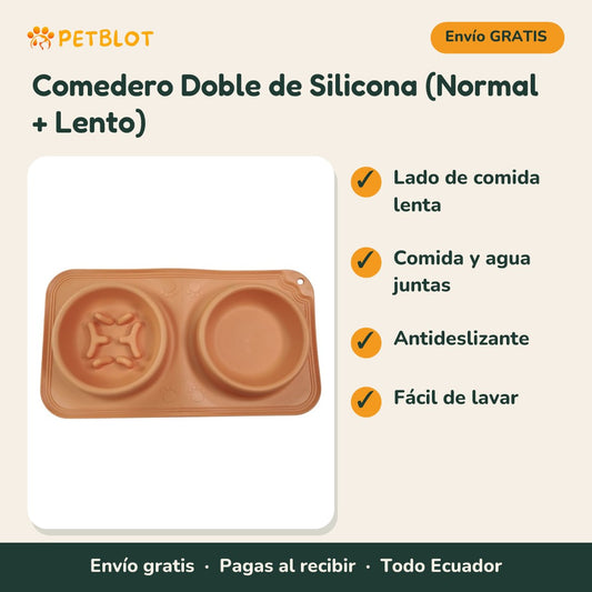 Comedero Doble de Silicona (Normal + Lento)