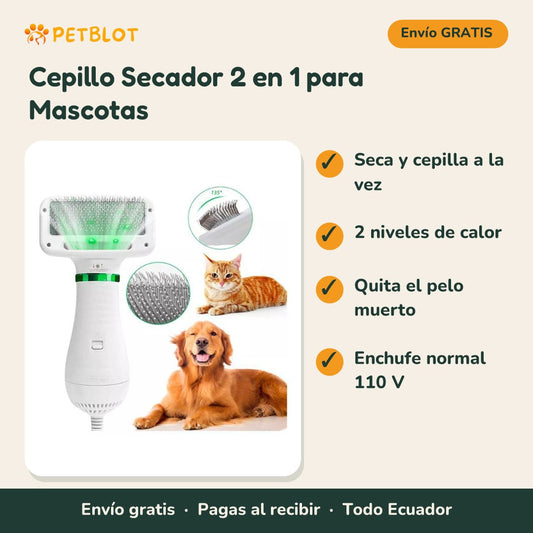 Cepillo Secador 2 en 1 para Mascotas